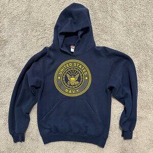 Vintage Soffee United States Navy Pullover Hoodie Jacket Navy Blue Small B210